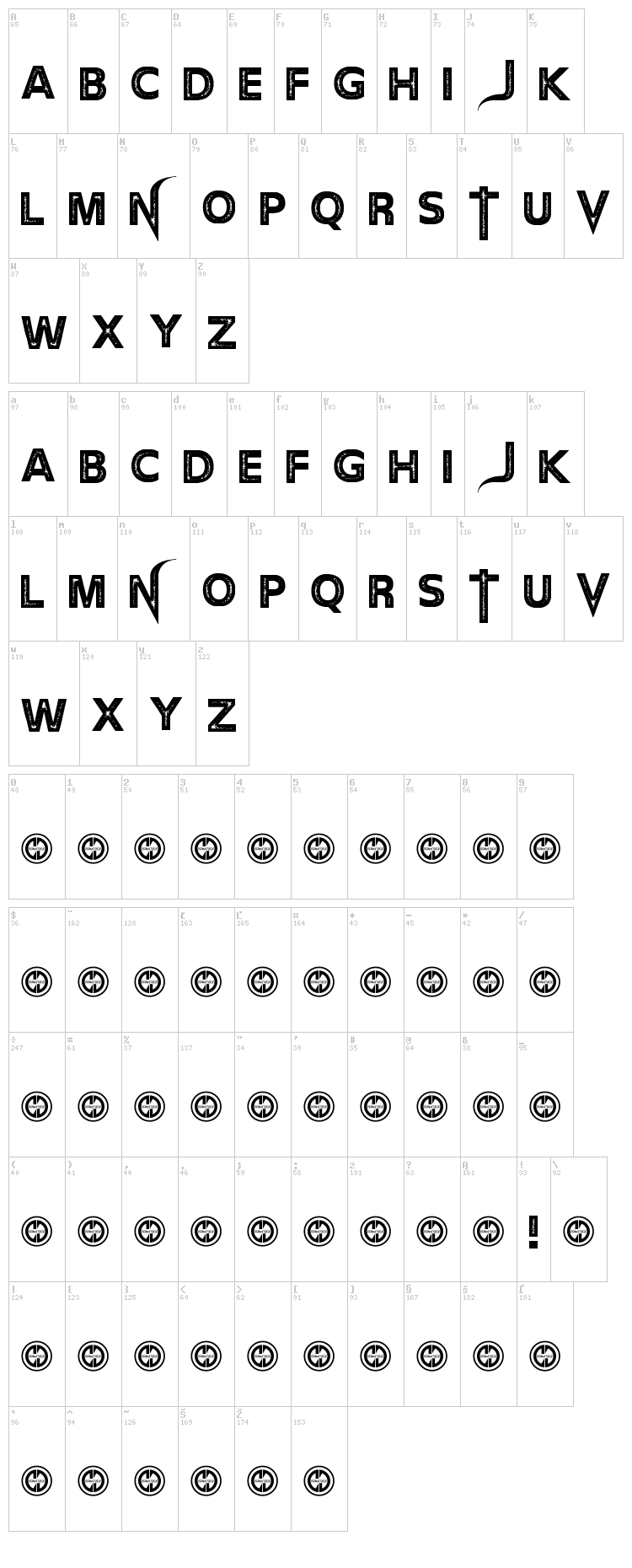 The Devil Net font map